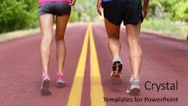  Presentation with running shoes - PPT layouts enhanced with together legos - running people runners jogging close background and a coral colored foreground