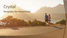  Presentation with training aspire man running - Presentation theme having together on an empty road background and a cream colored foreground