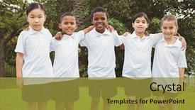  Presentation with racial group high school students - Presentation theme with together on the school ground background and a  colored foreground