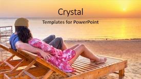  Presentation with hug - Amazing PPT theme having together sunrise over red sea backdrop and a yellow colored foreground