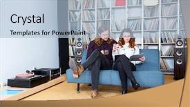  Presentation with reading - PPT theme having lux - couple sitting on the sofa background and a light blue colored foreground