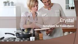  Presentation with recipe-book - Presentation theme featuring together with a recipe book background and a coral colored foreground
