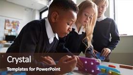  Presentation with school children - Slides featuring together with toy construction blocks background and a tawny brown colored foreground