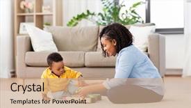  Presentation with african american baby - Cool new presentation design with together with wooden toy blocks backdrop and a coral colored foreground
