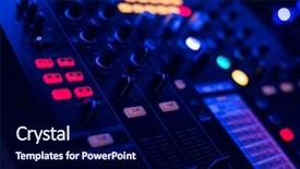  Presentation with recording studio mixing console - Amazing slide deck having toggle - dj console mixing desk backdrop and a navy blue colored foreground