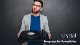  Presentation with glasses - PPT layouts with toggle - handsome bearded young man background and a wine colored foreground