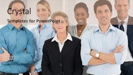  Presentation with multi ethnic group - Beautiful presentation featuring togheter - group of successful multi ethnic backdrop and a coral colored foreground