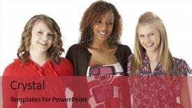  Presentation with teenage suicide - Slides having togther - portrait of three teenage girls background and a red colored foreground