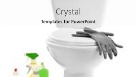  Presentation with toilet - PPT layouts enhanced with toilet bowl and cleaning supplies isolated on white background and a white colored foreground