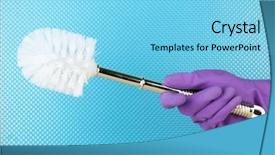  Presentation with hand drawn brush stroke design - Colorful slide deck enhanced with toilet brush in hand backdrop and a light blue colored foreground