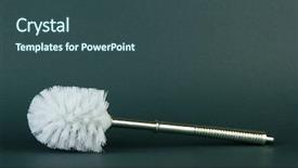  Presentation with brush - Slide deck having toilet brush on grey background background and a ocean colored foreground