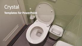  Presentation with public agencies - Slide set having toilet in a public building background and a gray colored foreground