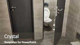  Presentation with toilet - PPT layouts featuring toilet in a public building background and a dark gray colored foreground