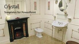  Presentation with toilet - Audience pleasing presentation theme consisting of toilet with fireplace backdrop and a soft green colored foreground