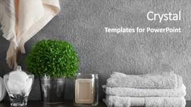  Presentation with cedar bath - Colorful PPT theme enhanced with toiletry - bath accessories on grey wall backdrop and a gray colored foreground