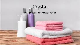  Presentation with islamic clean - Audience pleasing presentation theme consisting of toiletry - clean towels and toiletries backdrop and a light gray colored foreground