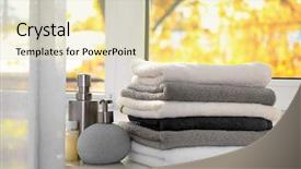  Presentation with periodic table chemistry radon - Slides having toiletry - set of fresh towels background and a blonde colored foreground