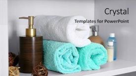  Presentation with coconut shell fresh whole - Beautiful slides featuring toiletry - set of fresh towels backdrop and a light gray colored foreground