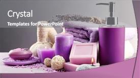  Presentation with lavender - Presentation design consisting of toiletry - spa treatments isolated on colorful background and a gray colored foreground