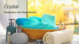  Presentation with fresh start for children - PPT layouts featuring toiletry - wicker basket with set background and a blonde colored foreground