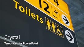  Presentation with airport terminal - Colorful slide set enhanced with gendered language - toilets sign in an airport backdrop and a dark gray colored foreground
