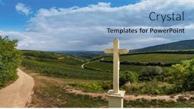  Presentation with hungary - Slide deck having tokaj-wine-region-in-hungary background and a light blue colored foreground