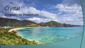  Presentation with island - Amazing presentation theme having tokashiki island in okinawa japan backdrop and a teal colored foreground