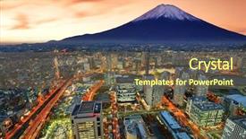  Presentation with tokyo - Beautiful theme featuring tokyo - view of yokohama and mt backdrop and a tawny brown colored foreground