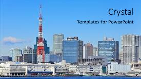  Presentation with tokyo - Slide deck having tokyo bay in sunny day background and a light blue colored foreground
