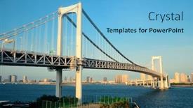  Presentation with tokyo - PPT theme featuring tokyo bay with rainbow bridge closeup in japan background and a light blue colored foreground