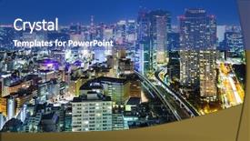  Presentation with night city - Amazing slide deck having young woman with mask isolated backdrop and a mint green colored foreground