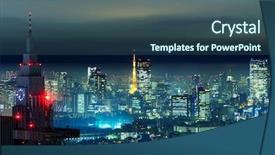  Presentation with park night city - Audience pleasing presentation theme consisting of tokyo city in the night backdrop and a ocean colored foreground