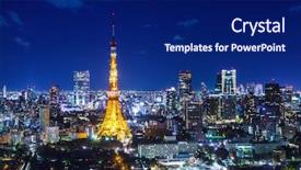  Presentation with washington dc city skyline - Slide deck with tokyo city skyline at night background and a  colored foreground