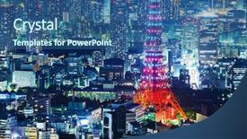  Presentation with washington dc city skyline - Presentation design enhanced with tokyo city skyline at night background and a ocean colored foreground