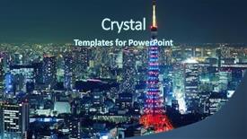  Presentation with tokyo - Slide set with tokyo city background and a ocean colored foreground