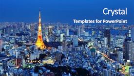  Presentation with tokyo - Slide set having tokyo cityscape background and a teal colored foreground