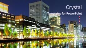  Presentation with commercial - Audience pleasing PPT theme consisting of tokyo-commercial-district-at-night backdrop and a navy blue colored foreground