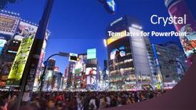  Presentation with shibuya crossing - Slide deck enhanced with tokyo-december-24-pedestrians background and a navy blue colored foreground