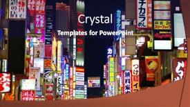  Presentation with kabuki - Presentation having tokyo-december-29-billboards background and a navy blue colored foreground