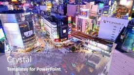  Presentation with shibuya crossing - Slide deck enhanced with tokyo-january-10-pedestrians-cross background and a coral colored foreground