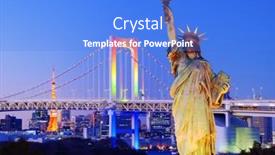  Presentation with liberty - Audience pleasing PPT theme consisting of tokyo-january-4-statue backdrop and a cobalt blue colored foreground