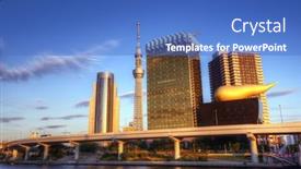  Presentation with tree river - PPT theme enhanced with tokyo-january-6-landmark-buildings background and a teal colored foreground