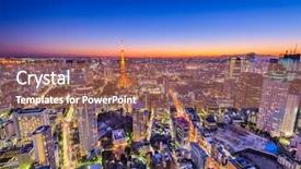  Presentation with tower - Slide set enhanced with tokyo japan aerial cityscape background and a coral colored foreground
