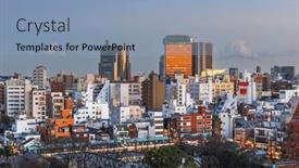  Presentation with apartment buildings - Presentation theme enhanced with tokyo-japan-apartment-buildings background and a light blue colored foreground