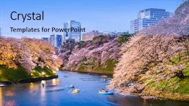  Presentation with tokyo - Presentation design enhanced with tokyo japan at chidorigafuchi imperial background and a light blue colored foreground