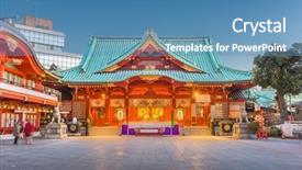  Presentation with tokyo - Audience pleasing PPT theme consisting of tokyo japan at kanda shrine backdrop and a teal colored foreground