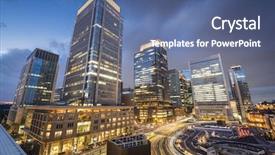  Presentation with tokyo - Presentation theme featuring tokyo japan at marunouchi business background and a ocean colored foreground