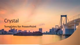  Presentation with tokyo - Theme having tokyo japan at rainbow bridge background and a coral colored foreground