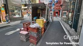  Presentation with japan shop - PPT layouts enhanced with tokyo-japan-circa-2018-goods background and a  colored foreground