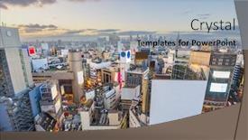  Presentation with city japan - PPT layouts consisting of tokyo-japan-city-skyline-over background and a light blue colored foreground